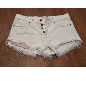 We The Free Cut Off Shorts Women's 27 White Button Fly Raw BEACH Boho Festival